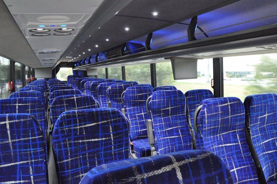 Interior of a charter bus