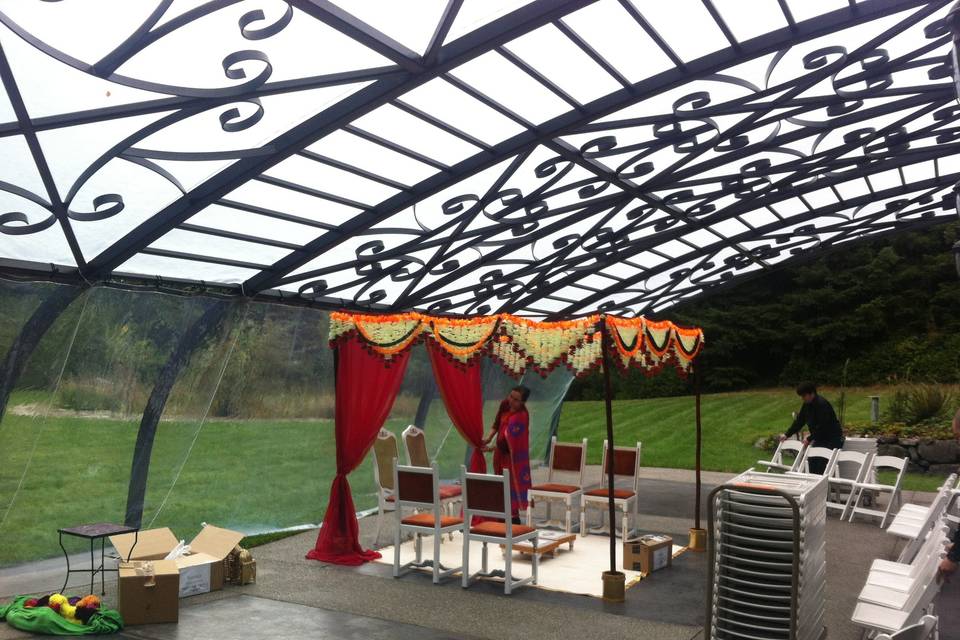 Indian Mandap altar for Indian wedding at Dragonfly Retreat www.aristacatering.com