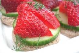 Strawberry and cucumber canape