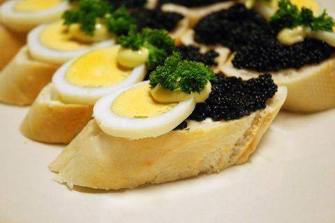 Egg and caviar canapé www.aristacatering.com