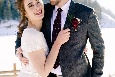 Winter mountain elopement