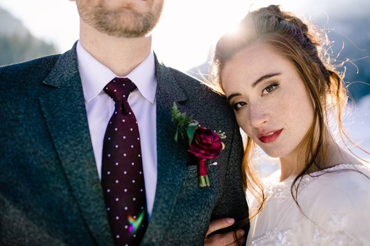 Winter mountain elopement