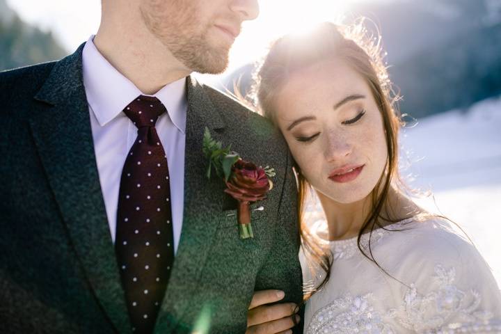 Winter mountain elopement