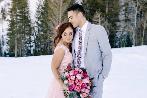 Pink mountain winter formals