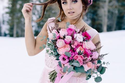 Pink mountain winter formals