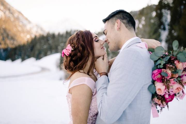 Pink mountain winter formals