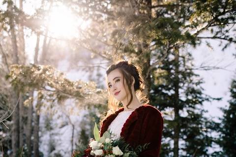 Winter mountain elopement