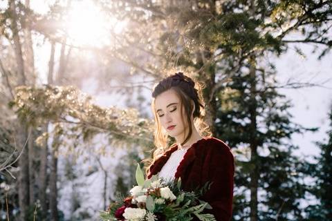 Winter mountain elopement
