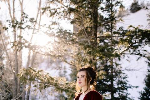 Winter mountain elopement