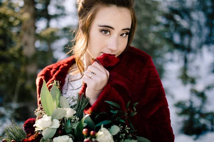 Winter mountain elopement