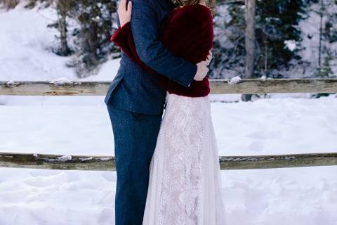 Winter mountain elopement