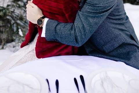 Winter mountain elopement