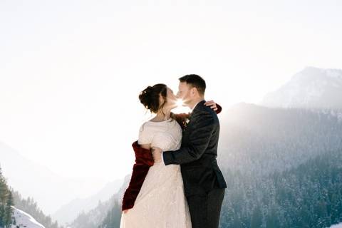 Winter mountain elopement