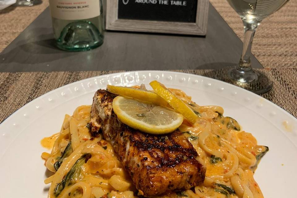 Lemon pepper salmon pasta