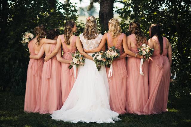 Bride with bridesmaids
