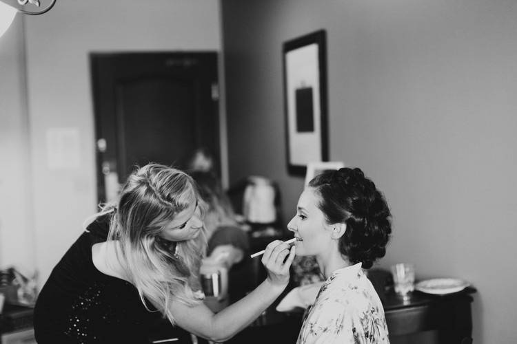 Bride and her makeup artist