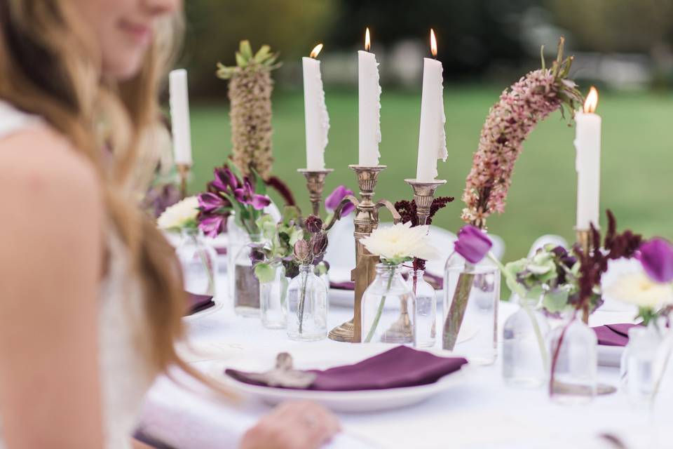 Table set-up with candle centerpiece