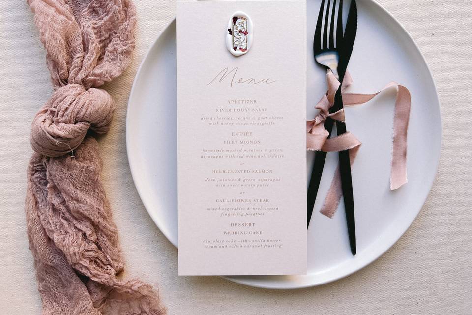 Day-of stationery - Menu