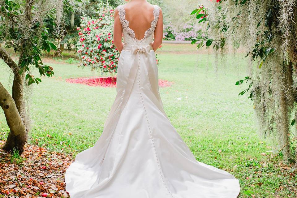 Long back wedding dress