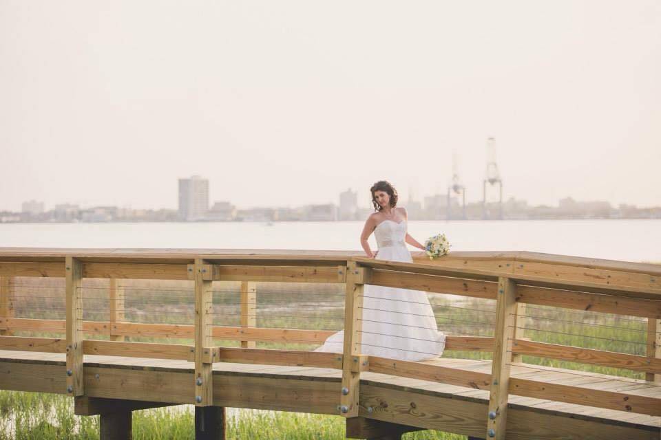 The bride on a bridge