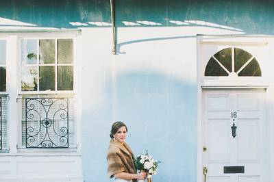 The bride holding her bouquet