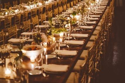 Long table setup with candles