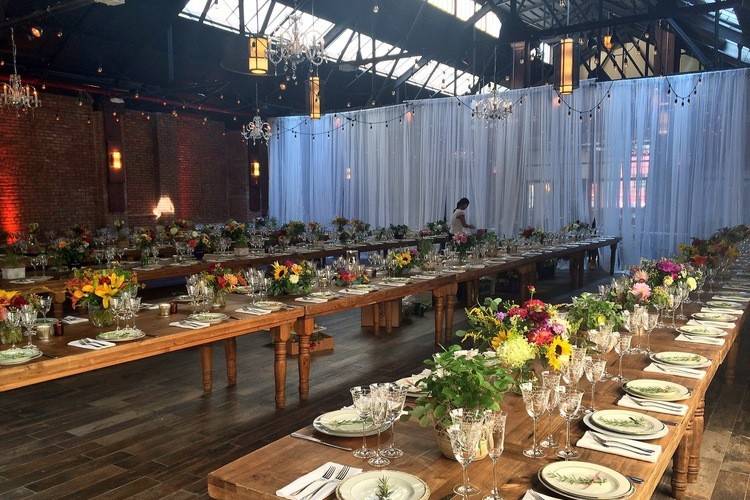 Long table setup with candles