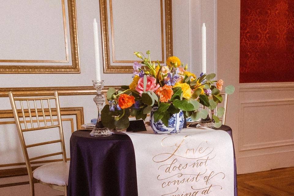 Calligraphy table runner