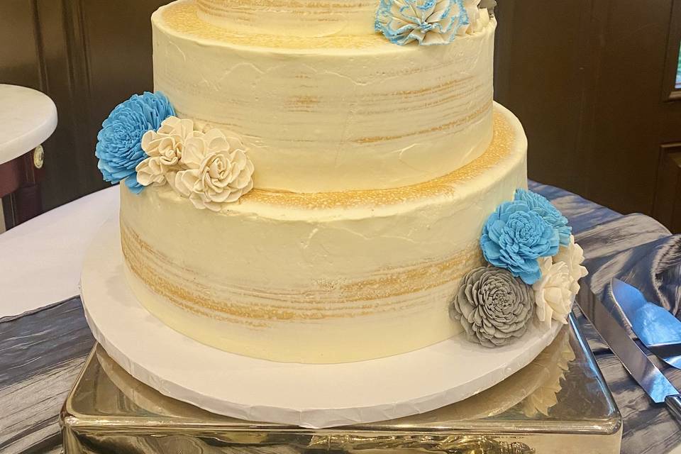 Foam floral wedding cake