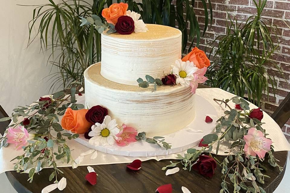 Simple floral wedding cake