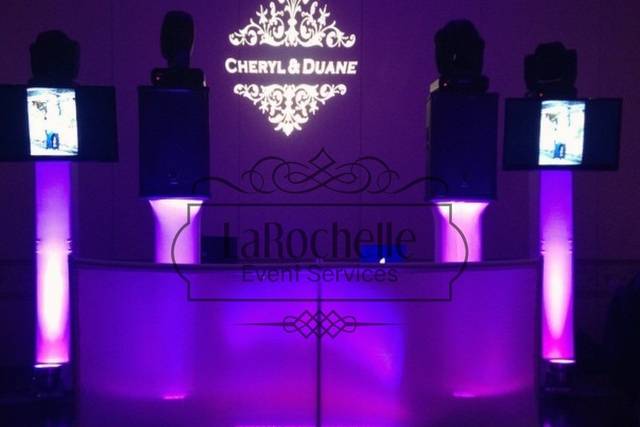 DJ set up with uplighting