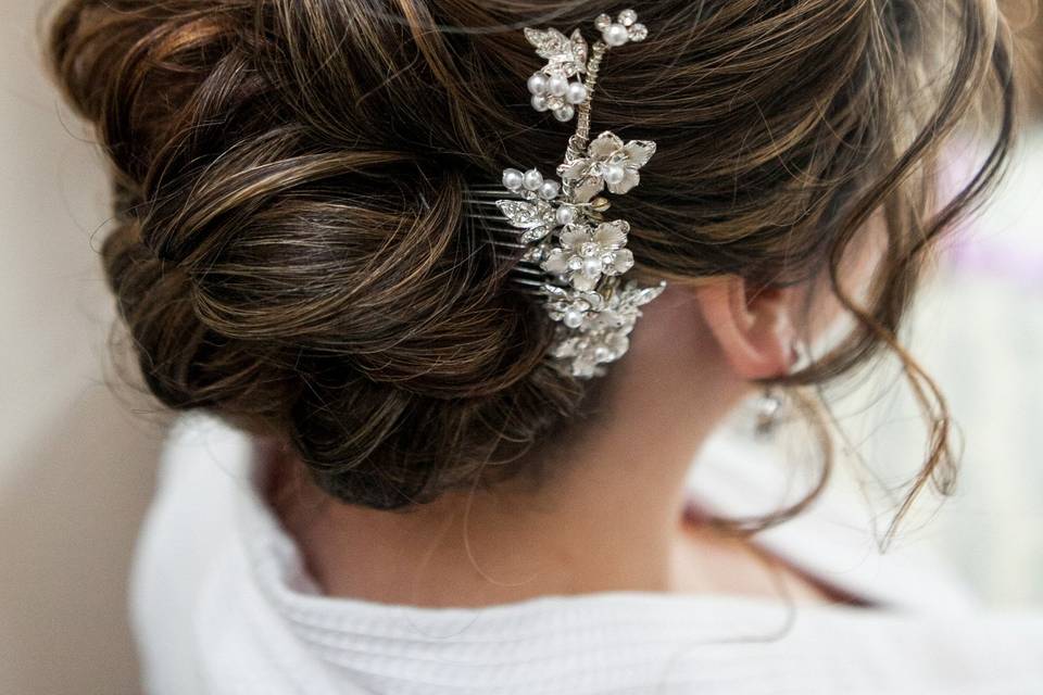 Elegant updo with beautiful hair ornament