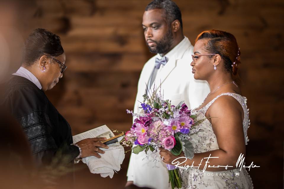 Couple exchanging vows