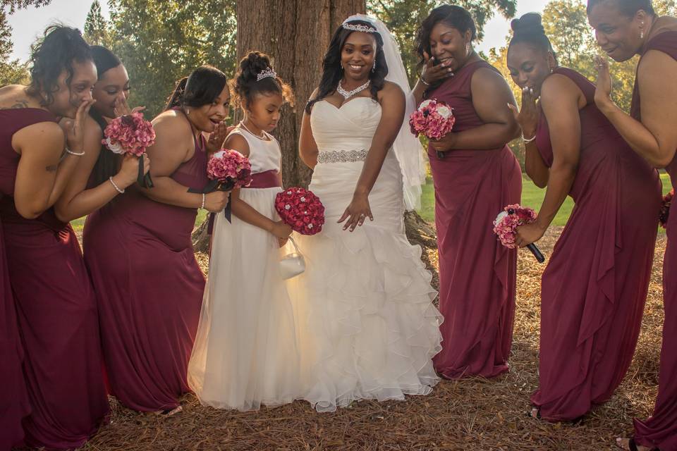 Bridal party with bouquets