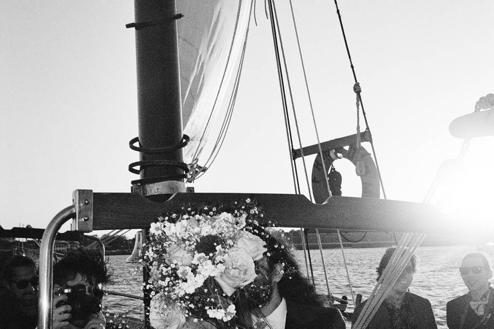 Sailboat wedding on 35mm