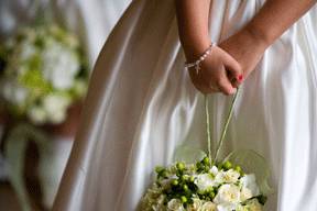 White wedding. Even the flower girls carried white roses.