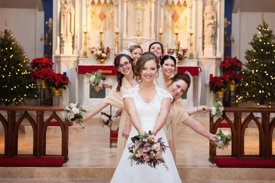 Fun bride and bridesmaids