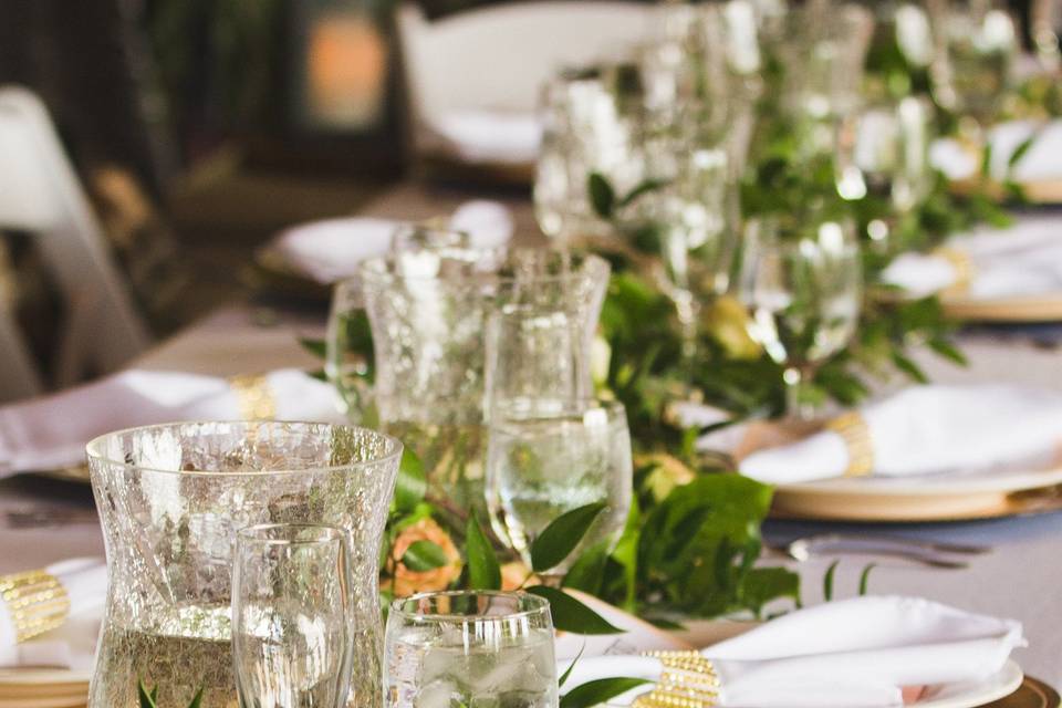 Table setup with centerpiece