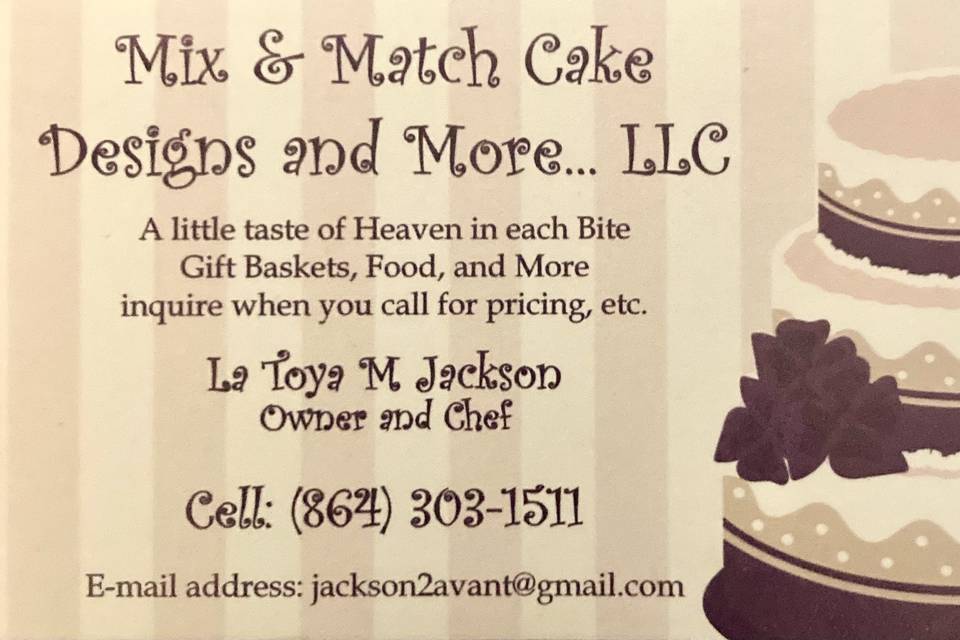 Mix @ Match Cake Designs, Catering and More