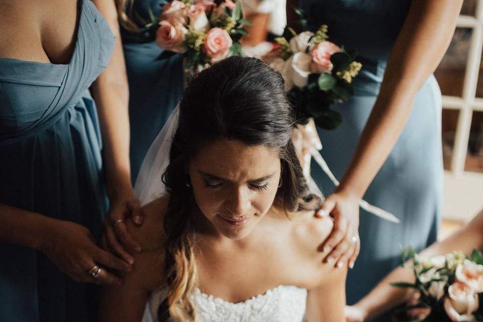 Bride being prayed over