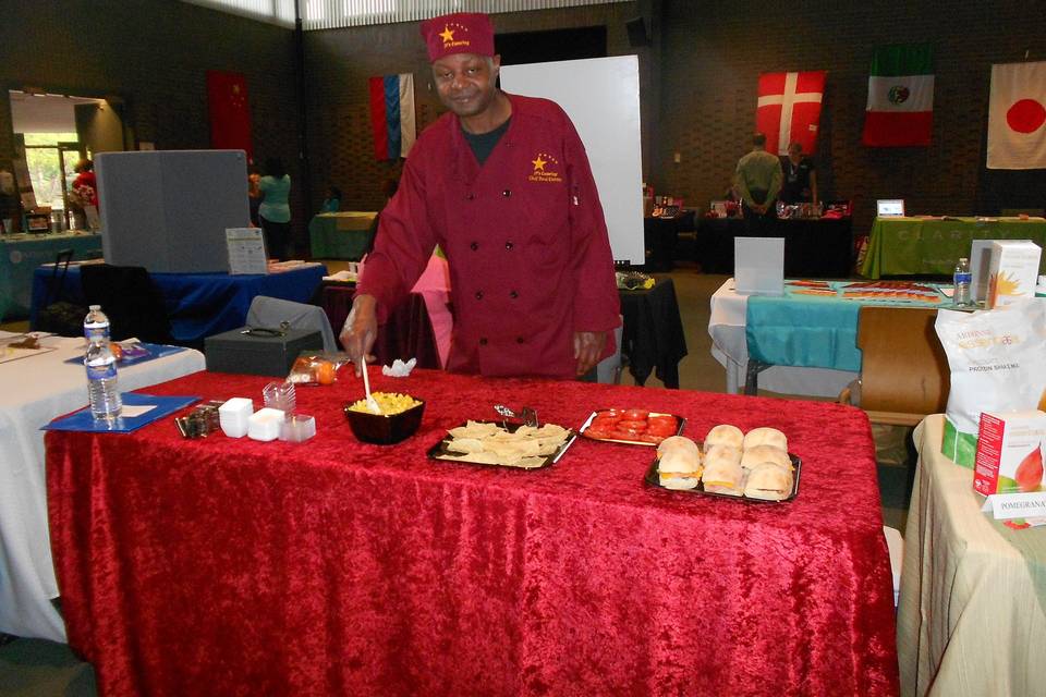 Chef Paul Curtis at JP's Catering booth at a Health Fair