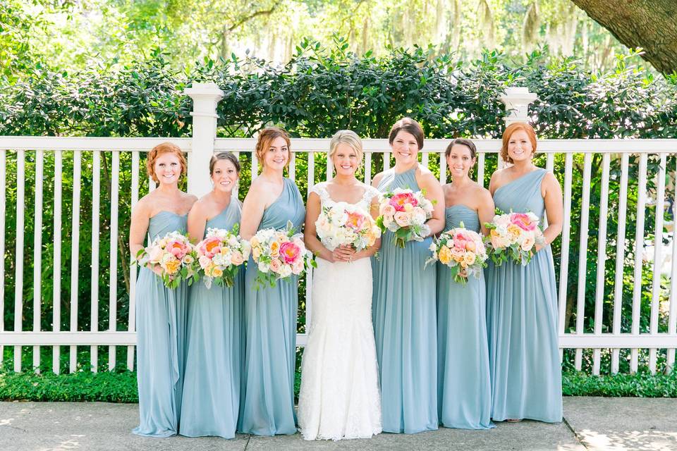 The bride with her bridesmaids