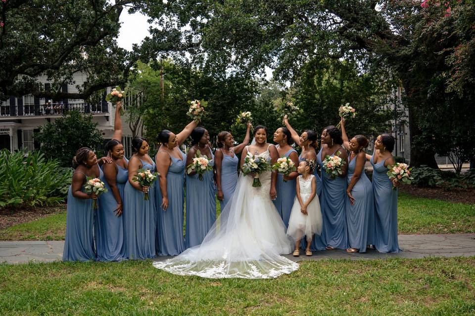 Bridesmaids in the square