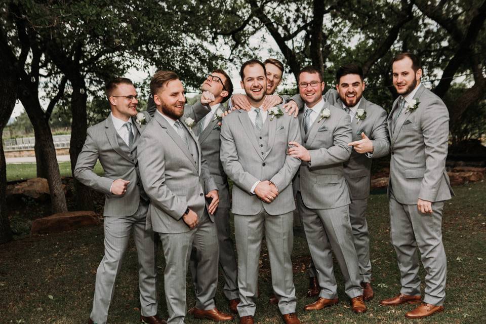 Gray wedding party suits