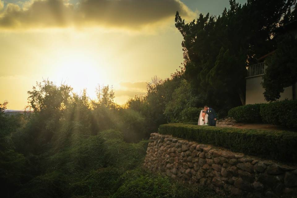 Wedding in at Sunset Sunrays