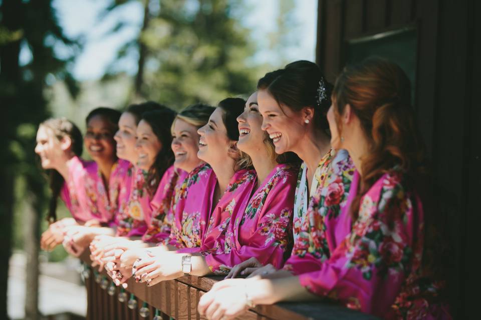 The bride and the bridesmaids