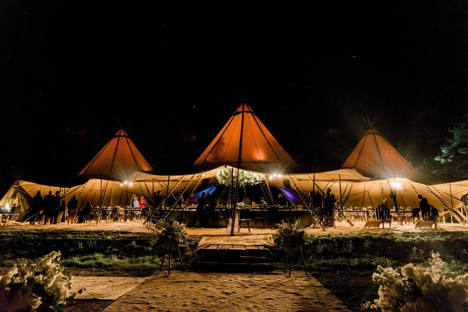 Scandanavian Tents at Night