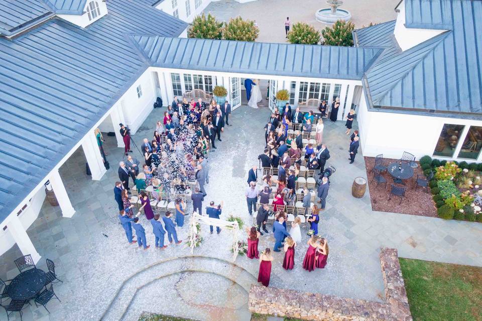 Areal View of Wedding Ceremony