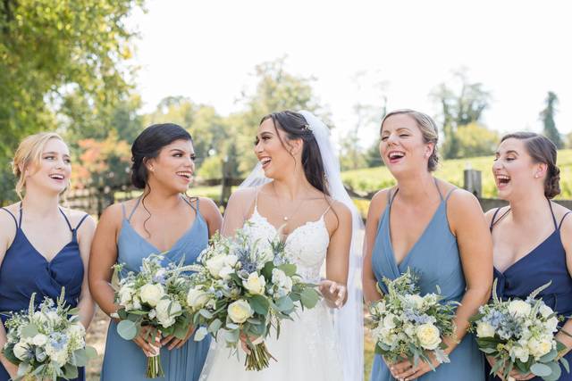 Dusty blue and white