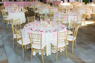 Pink and gold chairs